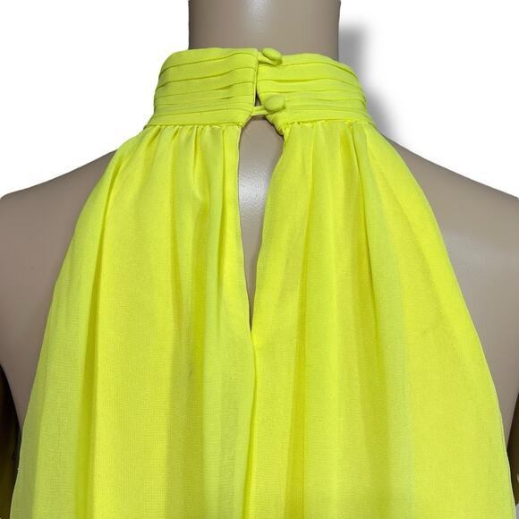 H&M Womens Maxi Tent Dress Chiffon High Collar Halter Top Sleeveless Yellow Smal - Picture 5 of 10
